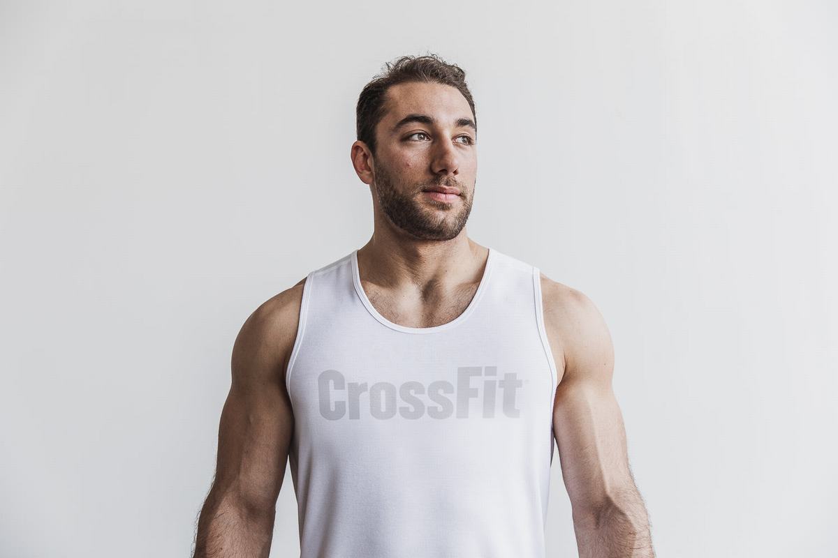 Nobull Crossfit® Men's Tank Tops White | Australia (UY2879)